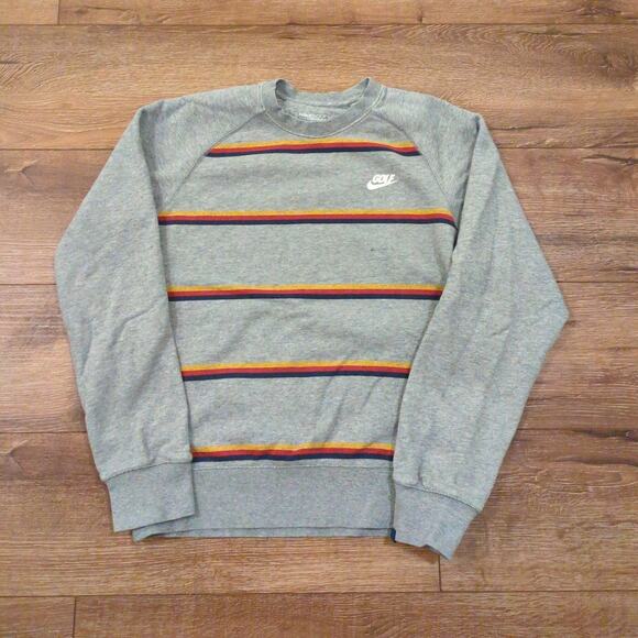 Nike Golf Tour Men's Small Striped Sweatshirt Colorblock Gray Skater Performance - Picture 1 of 6